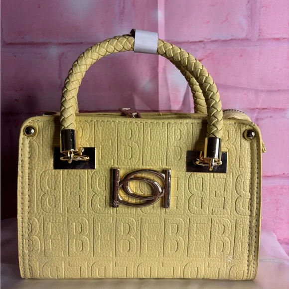 Bebe Yellow Satchel with Gold Accents - Picture 1 of 6